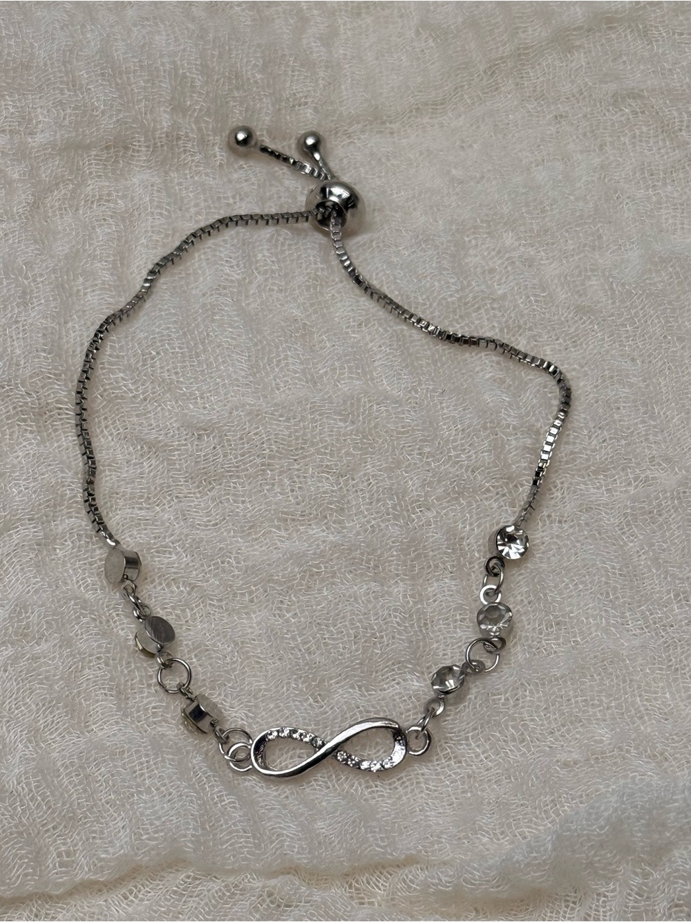 Silver Infinity Bracelet with Adjustable Slider